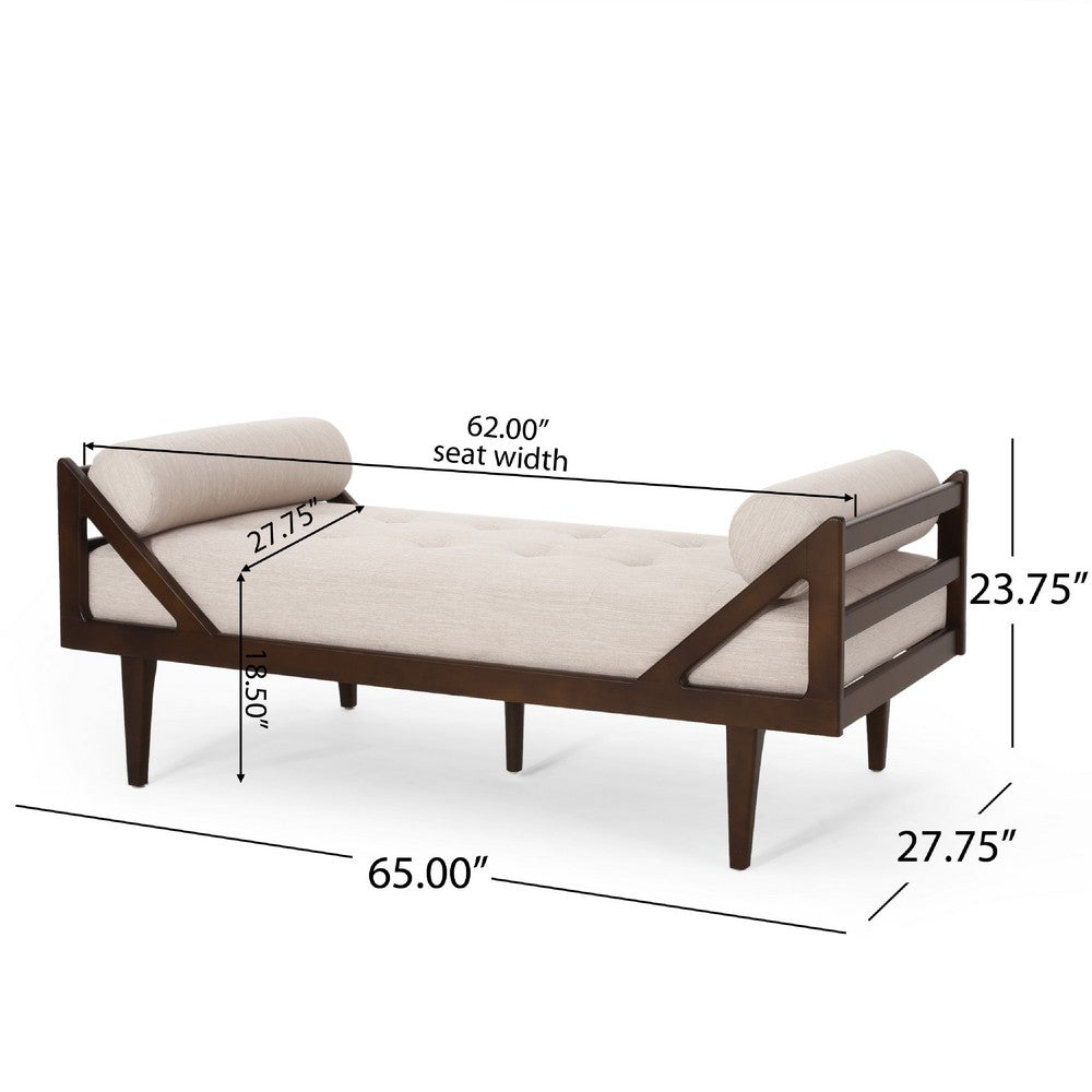 Henry Chaise Lounger with 2 Rolled Bolster Pillows Beige Waffle Stitch -BM335307