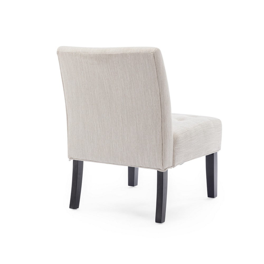 Janine Accent Chair Set of 2, Beige Button Tufted Waffle Stitch Fabric -BM335309
