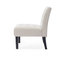 Janine Accent Chair Set of 2, Beige Button Tufted Waffle Stitch Fabric -BM335309