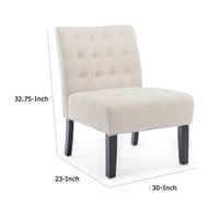 Janine Accent Chair Set of 2, Beige Button Tufted Waffle Stitch Fabric -BM335309