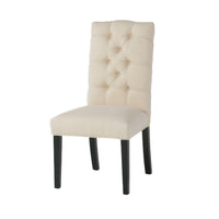 Vizi Dining Chair Set of 2, Parson Style Natural Beige Tufted Fabric -BM335311