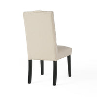 Vizi Dining Chair Set of 2, Parson Style Natural Beige Tufted Fabric -BM335311