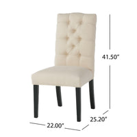 Vizi Dining Chair Set of 2, Parson Style Natural Beige Tufted Fabric -BM335311