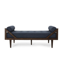 Henry Chaise Lounger with 2 Bolster Pillows, Waffle Stitch Fabric Blue -BM335312