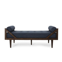 Henry Chaise Lounger with 2 Bolster Pillows, Waffle Stitch Fabric Blue -BM335312