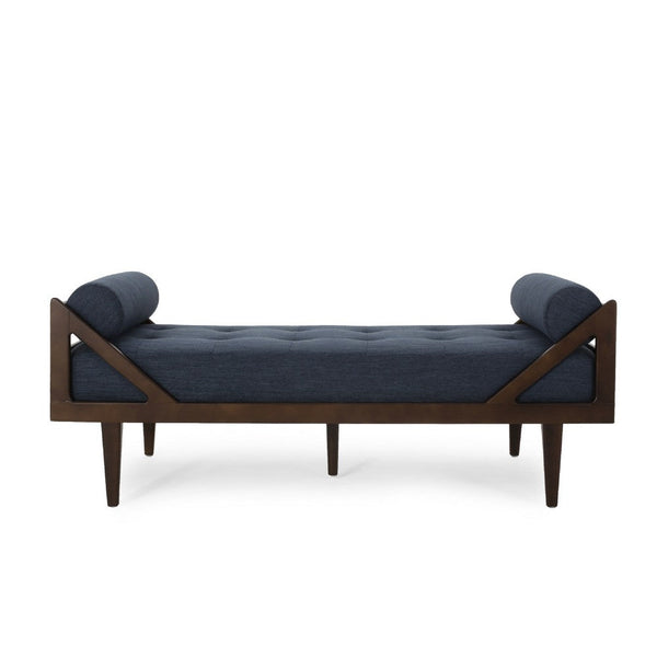 Henry Chaise Lounger with 2 Bolster Pillows, Waffle Stitch Fabric Blue -BM335312