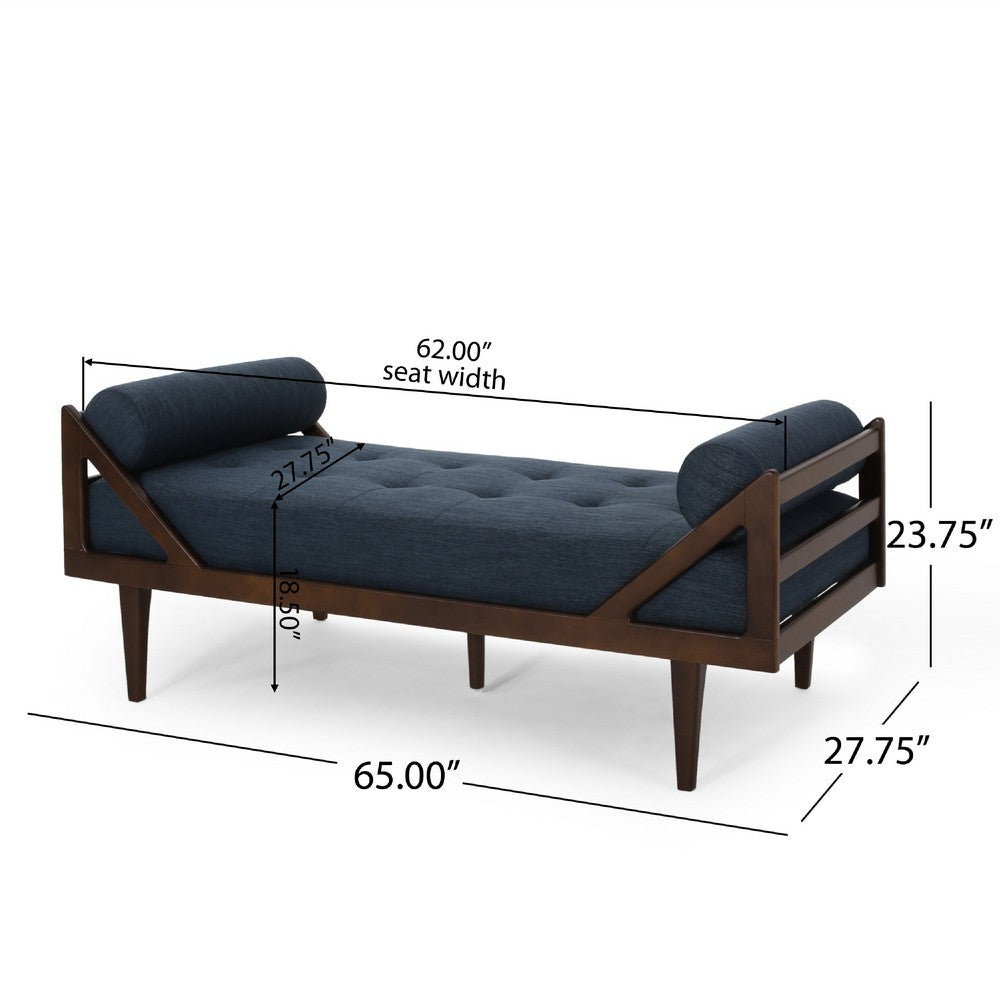 Henry Chaise Lounger with 2 Bolster Pillows, Waffle Stitch Fabric Blue -BM335312