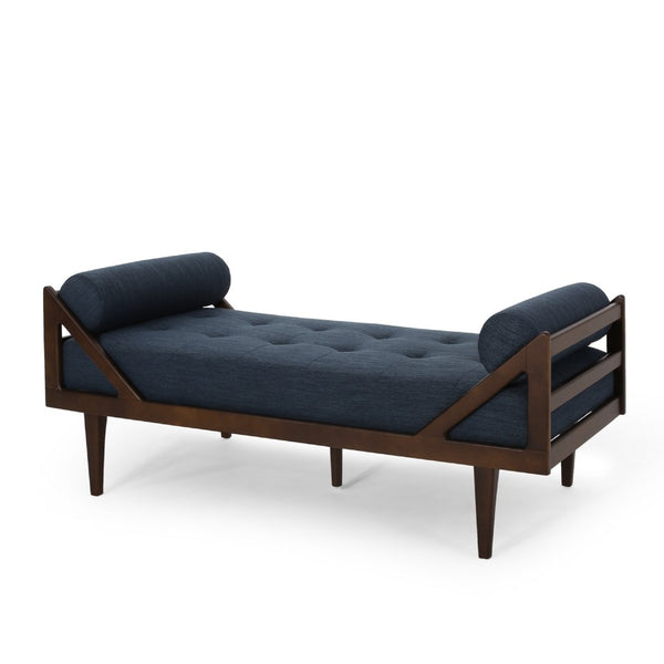 Henry Chaise Lounger with 2 Bolster Pillows, Waffle Stitch Fabric Blue -BM335312
