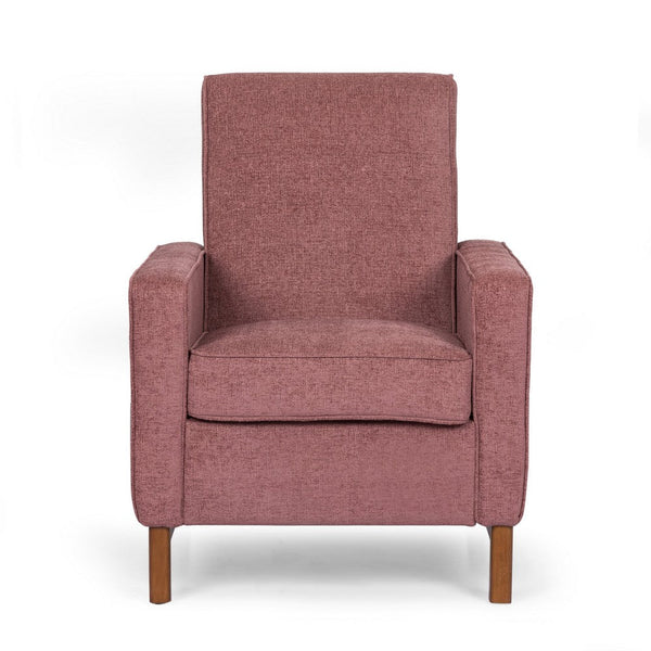 Zoya Club Accent Chair with Modern Silhouette, Rubberwood, Rose Pink -BM335314