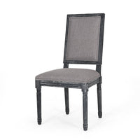 Ryma Dining Chair Set of 2, Transitional Black Fluted Legs, Gray -BM335315