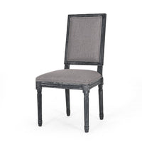 Ryma Dining Chair Set of 2, Transitional Black Fluted Legs, Gray -BM335315
