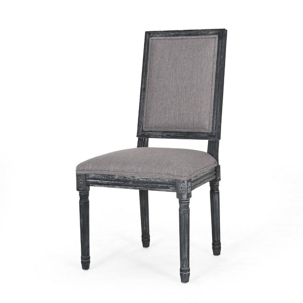 Ryma Dining Chair Set of 2, Transitional Black Fluted Legs, Gray -BM335315