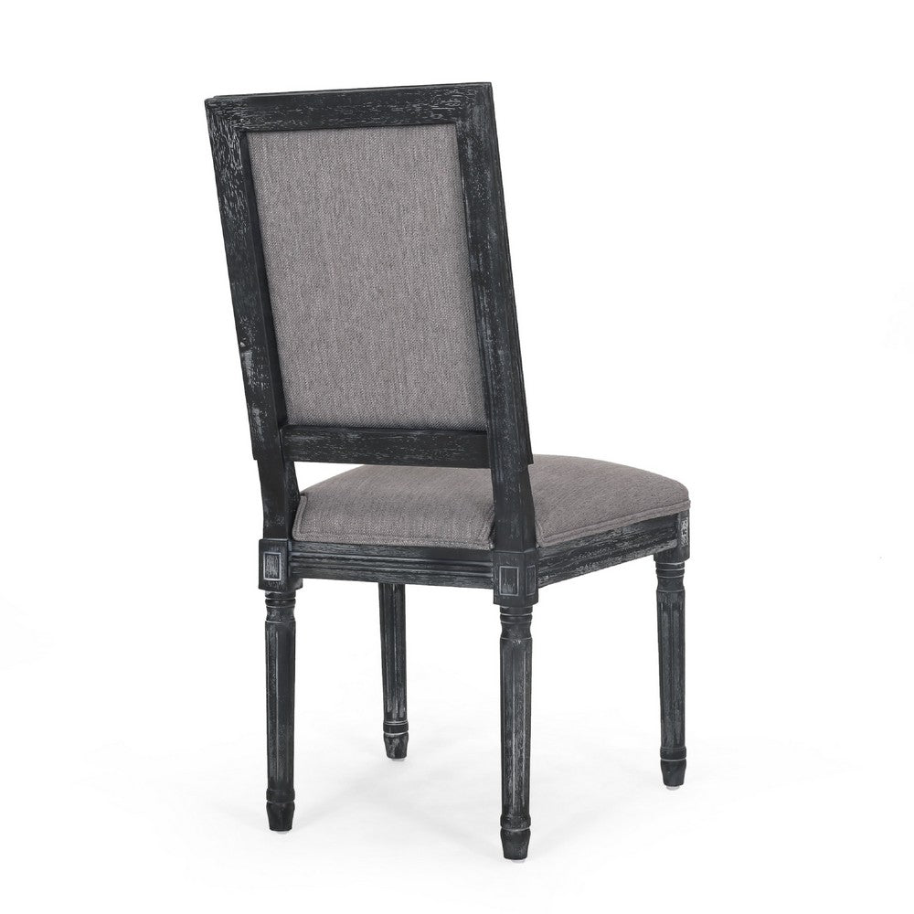 Ryma Dining Chair Set of 2, Transitional Black Fluted Legs, Gray -BM335315