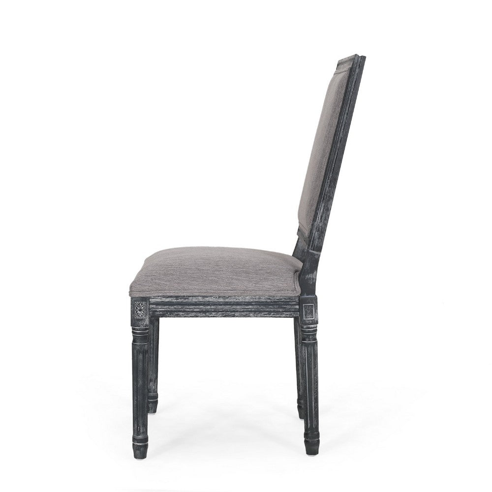 Ryma Dining Chair Set of 2, Transitional Black Fluted Legs, Gray -BM335315