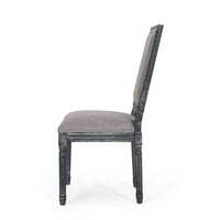 Ryma Dining Chair Set of 2, Transitional Black Fluted Legs, Gray -BM335315
