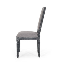 Ryma Dining Chair Set of 2, Transitional Black Fluted Legs, Gray -BM335315