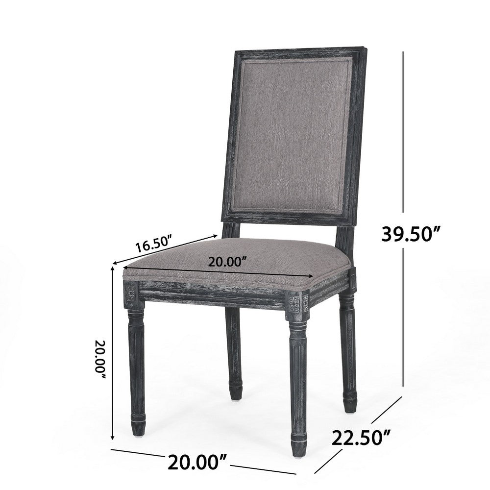 Ryma Dining Chair Set of 2, Transitional Black Fluted Legs, Gray -BM335315