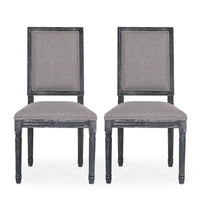 Ryma Dining Chair Set of 2, Transitional Black Fluted Legs, Gray -BM335315