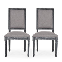 Ryma Dining Chair Set of 2, Transitional Black Fluted Legs, Gray -BM335315
