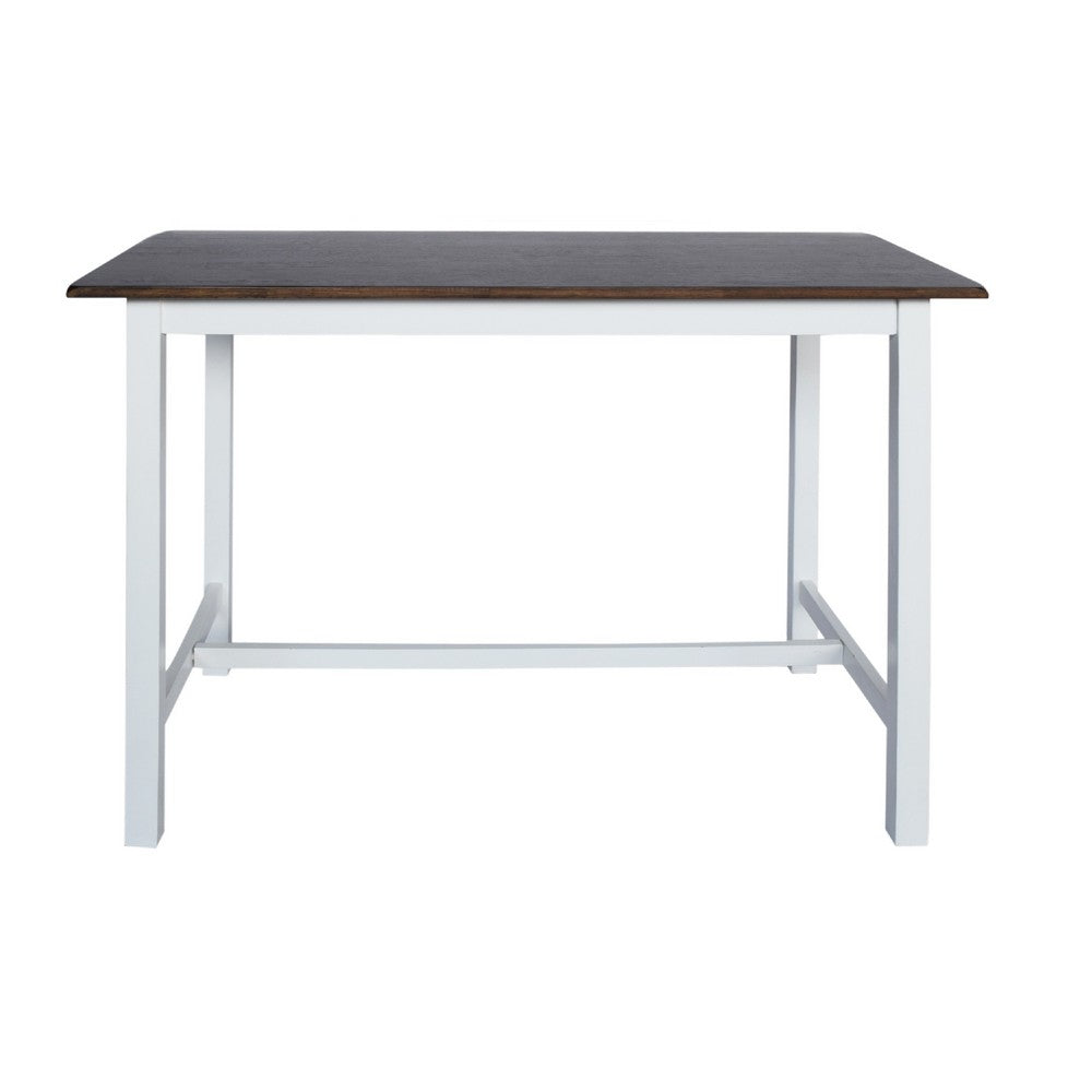 3pc Counter Height Dining Table Set with Saddle Stools, White Brown -BM335318