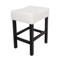Counter Stool Seat of 2, Saddle Seat, Ivory Bonded Faux Leather, Black -BM335321