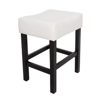 Counter Stool Seat of 2, Saddle Seat, Ivory Bonded Faux Leather, Black -BM335321