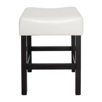 Counter Stool Seat of 2, Saddle Seat, Ivory Bonded Faux Leather, Black -BM335321
