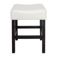 Counter Stool Seat of 2, Saddle Seat, Ivory Bonded Faux Leather, Black -BM335321