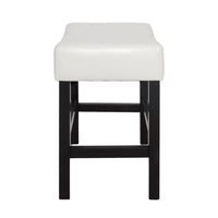 Counter Stool Seat of 2, Saddle Seat, Ivory Bonded Faux Leather, Black -BM335321