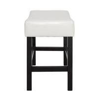 Counter Stool Seat of 2, Saddle Seat, Ivory Bonded Faux Leather, Black -BM335321