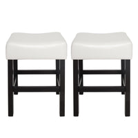 Counter Stool Seat of 2, Saddle Seat, Ivory Bonded Faux Leather, Black -BM335321