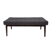 Ottoman Footstool Bench, 44 Inch Button Tufted Gray Fabric Top -BM335322