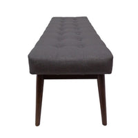 Ottoman Footstool Bench, 44 Inch Button Tufted Gray Fabric Top -BM335322