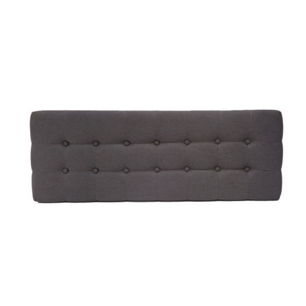Ottoman Footstool Bench, 44 Inch Button Tufted Gray Fabric Top -BM335322