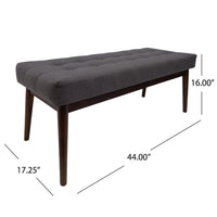 Ottoman Footstool Bench, 44 Inch Button Tufted Gray Fabric Top -BM335322