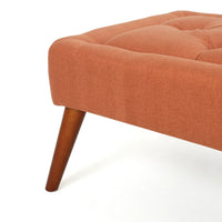 Accent Ottoman Bench, Tufted 52 Inch Rectangular Orange Fabric Seat -BM335326