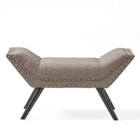 Vibe Ottoman Bench, Tufted Gray Fabric, 36 Inch, Nailhead Trim -BM335328