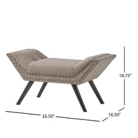 Vibe Ottoman Bench, Tufted Gray Fabric, 36 Inch, Nailhead Trim -BM335328
