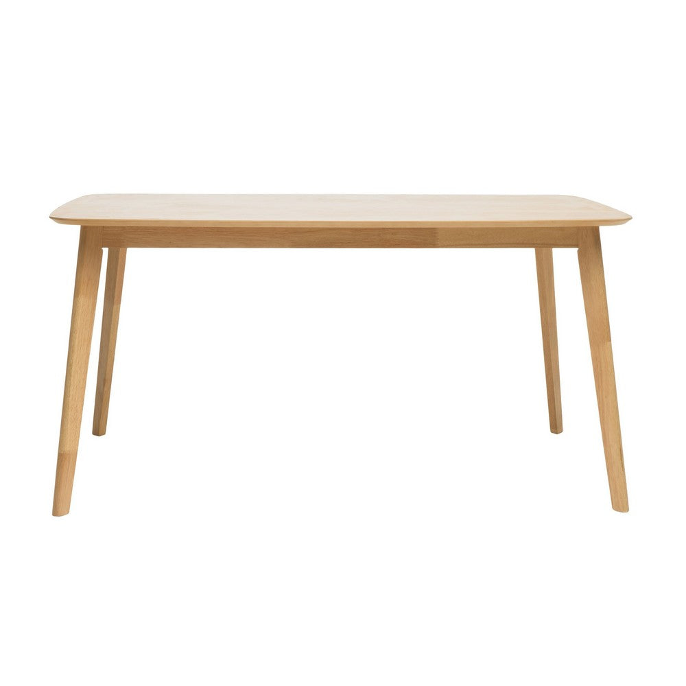 Dining Table, 59 Inch Natural Walnut Brown Rectangular, Tapered Legs -BM335331