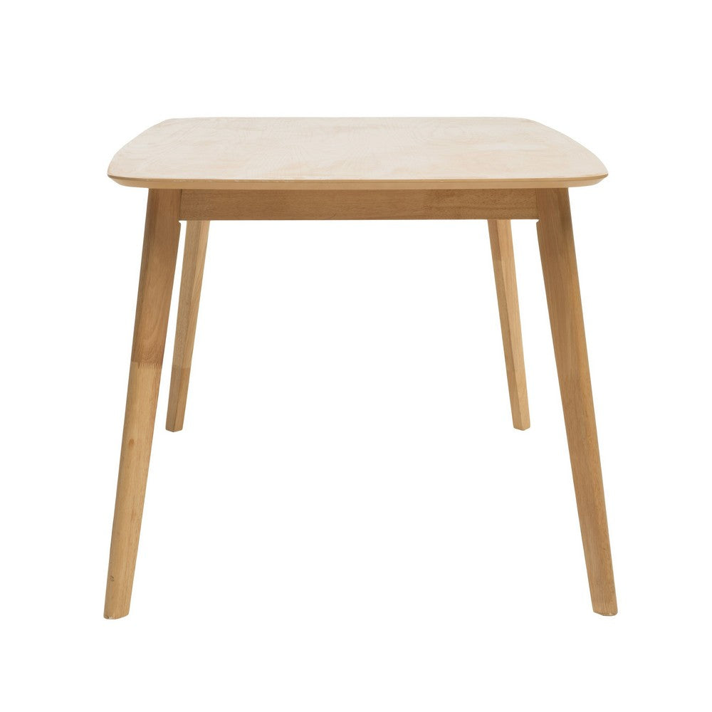 Dining Table, 59 Inch Natural Walnut Brown Rectangular, Tapered Legs -BM335331