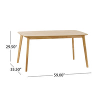 Dining Table, 59 Inch Natural Walnut Brown Rectangular, Tapered Legs -BM335331
