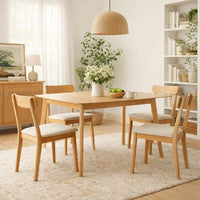 Dining Table, 59 Inch Natural Walnut Brown Rectangular, Tapered Legs -BM335331