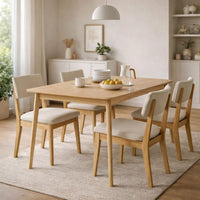 Dining Table, 59 Inch Natural Walnut Brown Rectangular, Tapered Legs -BM335331