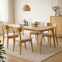 Dining Table, 59 Inch Natural Walnut Brown Rectangular, Tapered Legs -BM335331