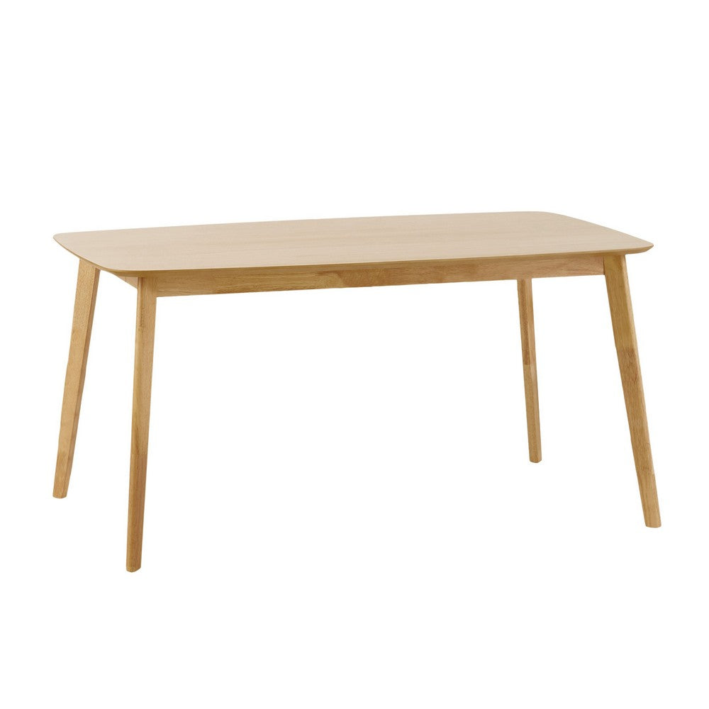 Dining Table, 59 Inch Natural Walnut Brown Rectangular, Tapered Legs -BM335331