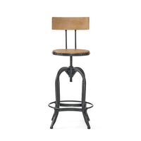 Swivel Barstool Chair, Adjustable 25-33 Inch Seat Height, Brown Black -BM335332