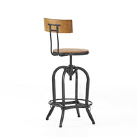 Swivel Barstool Chair, Adjustable 25-33 Inch Seat Height, Brown Black -BM335332
