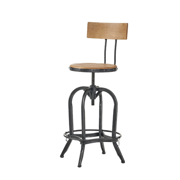 Swivel Barstool Chair, Adjustable 25-33 Inch Seat Height, Brown Black -BM335332