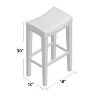 Bar Height Stool Set of 2, Backless Design, Brown Faux Leather Seat -BM335333