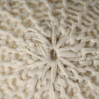 Accent Pouf Ottoman, Round Handcrafted Knit Weave, 20 Inch Cream Wool -BM335335